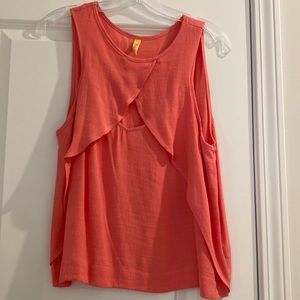 Free People Coral peep hole top